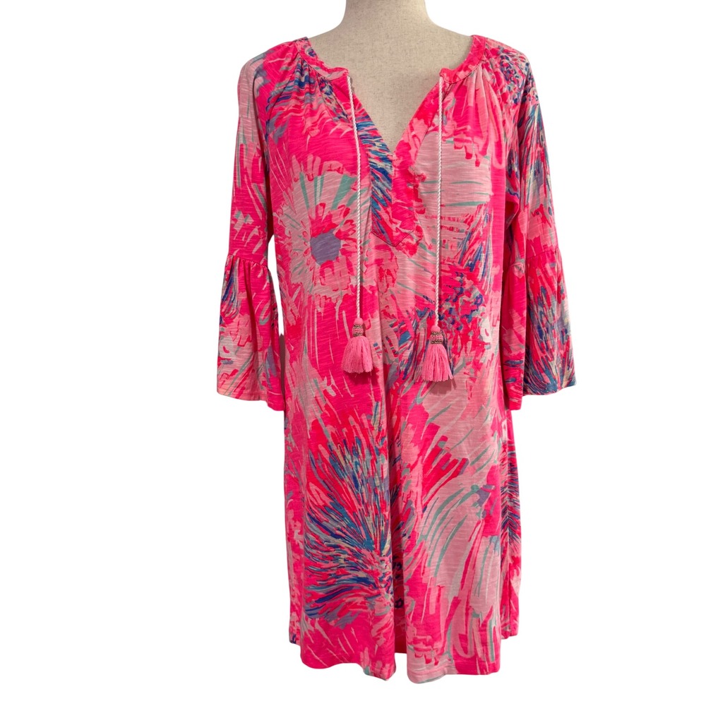 Lilly Pulitzer Del Lago Tunic Bell Sleeve Dress Pink Small Resort Coastal Chic